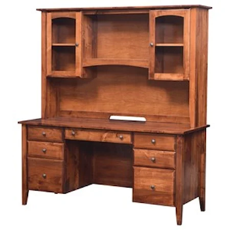 Transitional Solid Wood Wall Unit Desk and Hutch